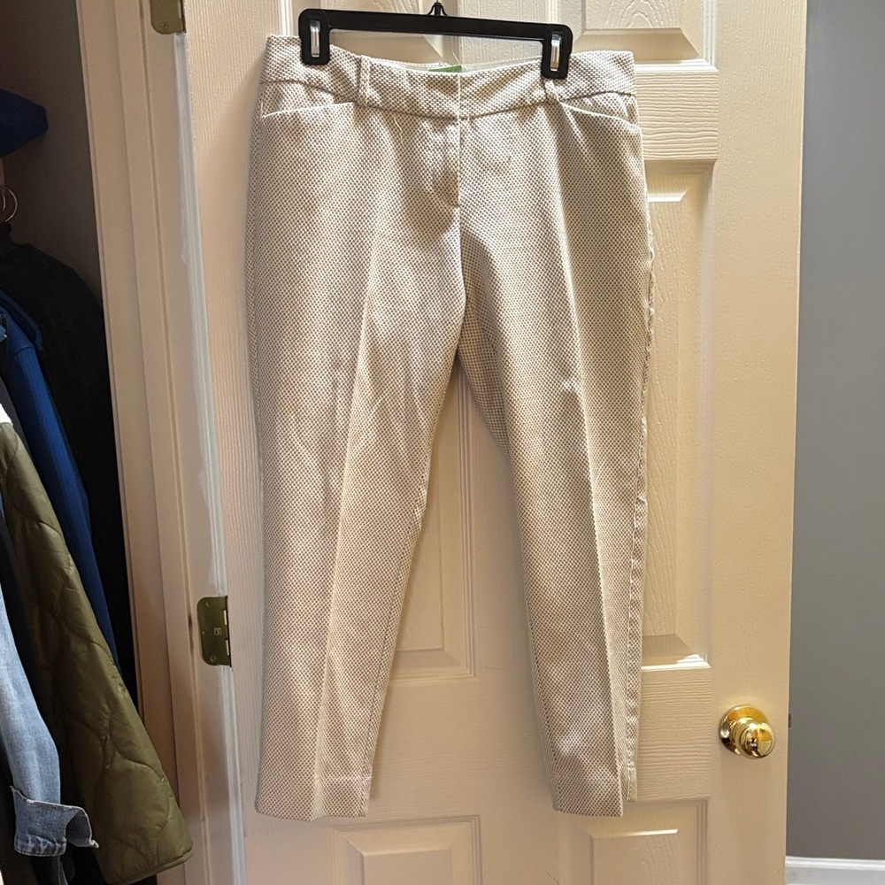 The Limited Off-White Textured Trousers